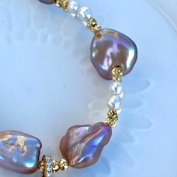 B1-Handmade Natural Freshwater Pearl With Edison Pearl Bracelet - Picture 4 of 4